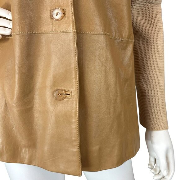 Gianfranco Ferre Italy Genuine Leather Knit Combo Jacket Tan Beige Size IT 42 - Picture 6 of 12